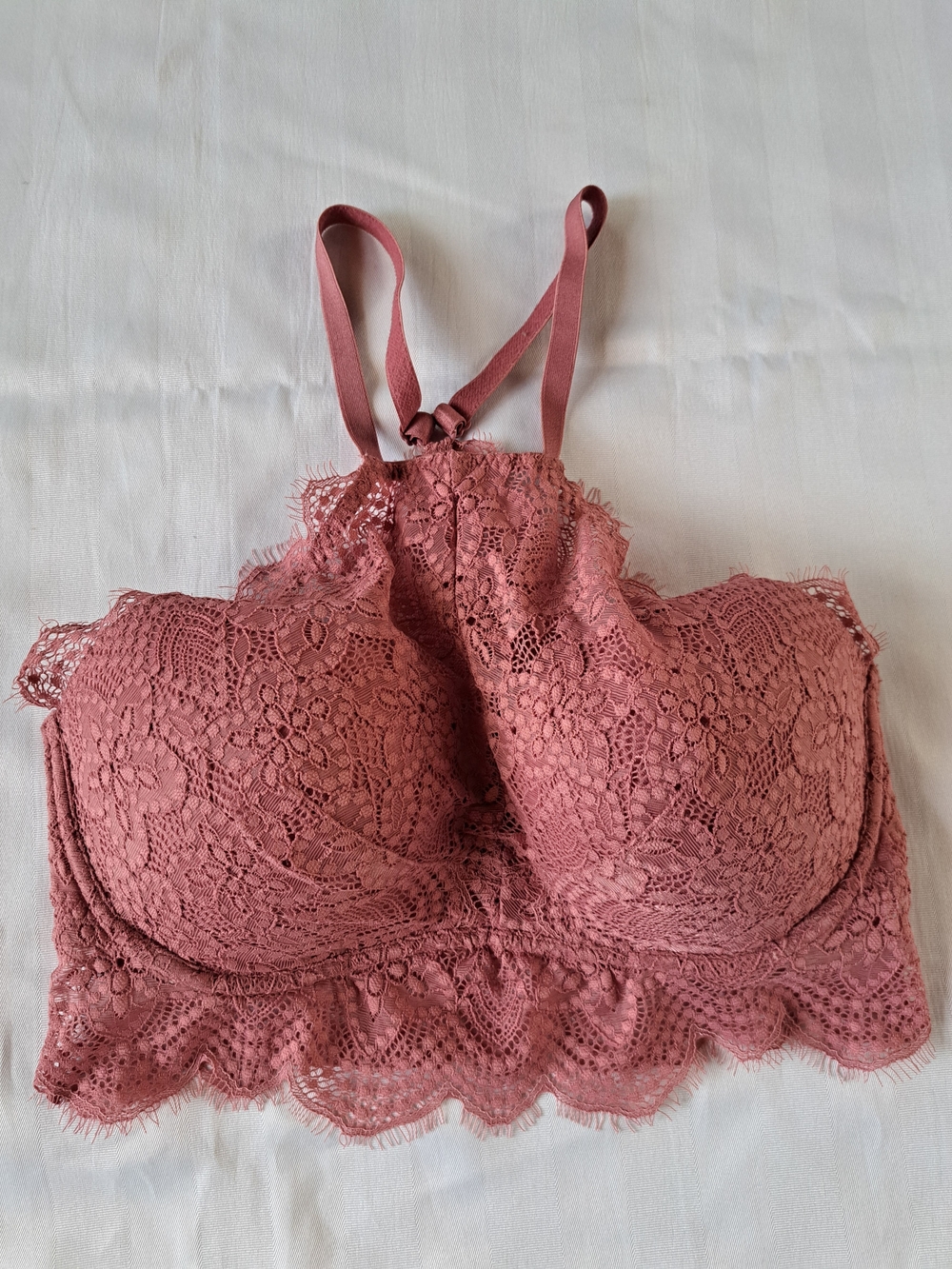 PINK Victoria's Secret Dusty Rose Lace Longline Bralette